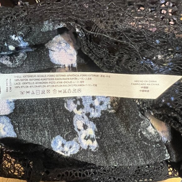 Free People Intimately Black Floral Forties Feels Bell Sleeve Bodysuit XS/TP - Picture 9 of 9